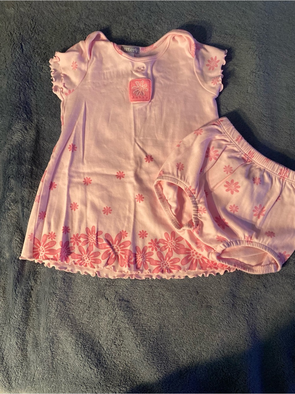 Vintage Y2K Carter’s Pink Floral Baby Dress & Bloomers Set